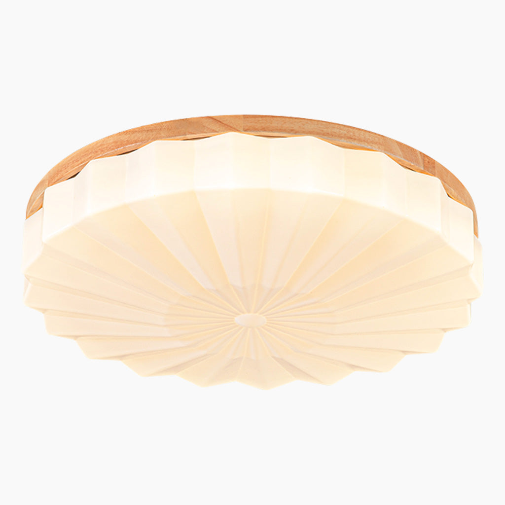 Ceiling Light Flush Mount Elegant Round Sunflower for Bedroom, Wood & Acrylic