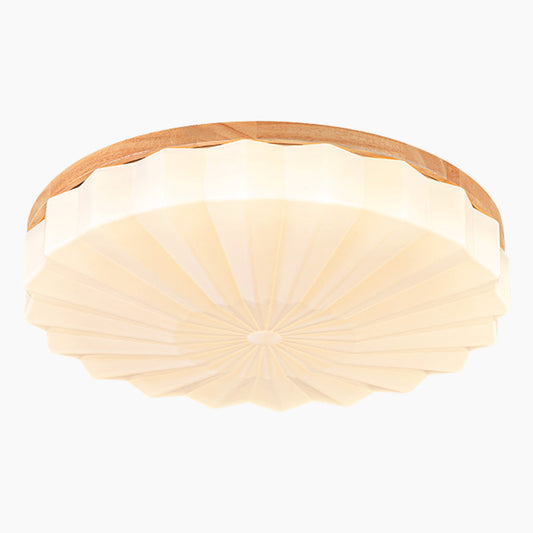 Ceiling Light Flush Mount Elegant Round Sunflower for Bedroom, Wood & Acrylic