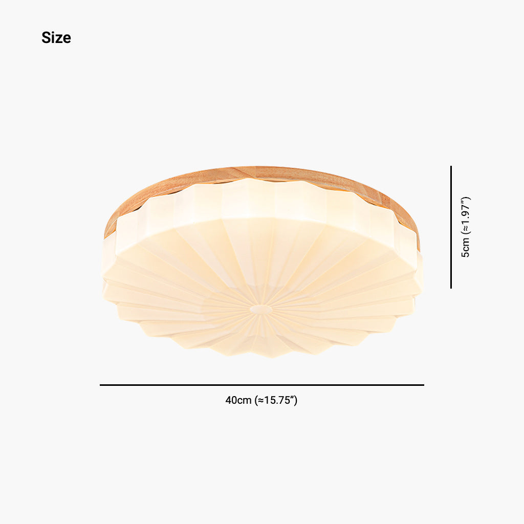 Ceiling Light Flush Mount Elegant Round Sunflower for Bedroom, Wood & Acrylic