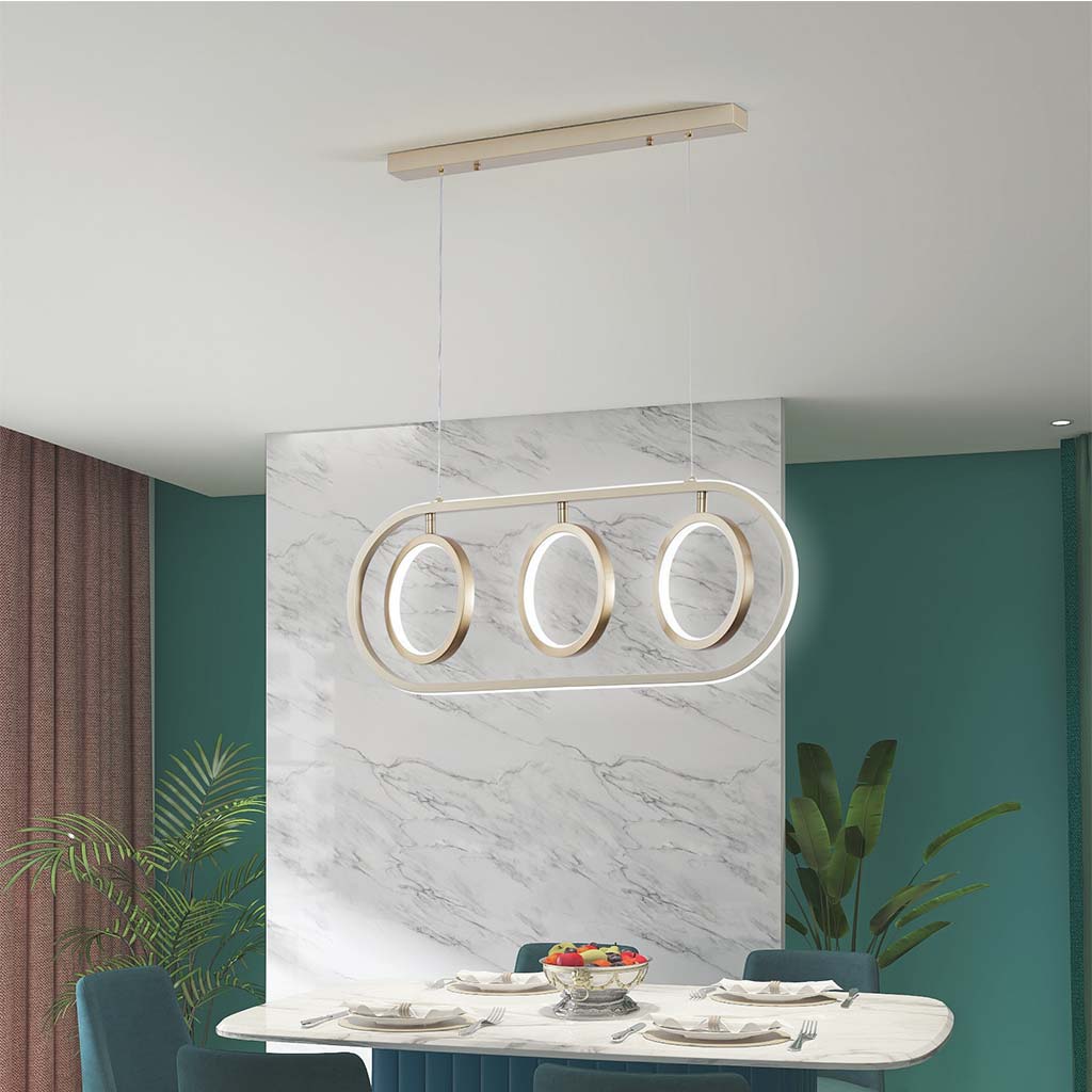 Chandelier Hanging Pendant Light Unique Elegant Wrought Iron, 3 Ring