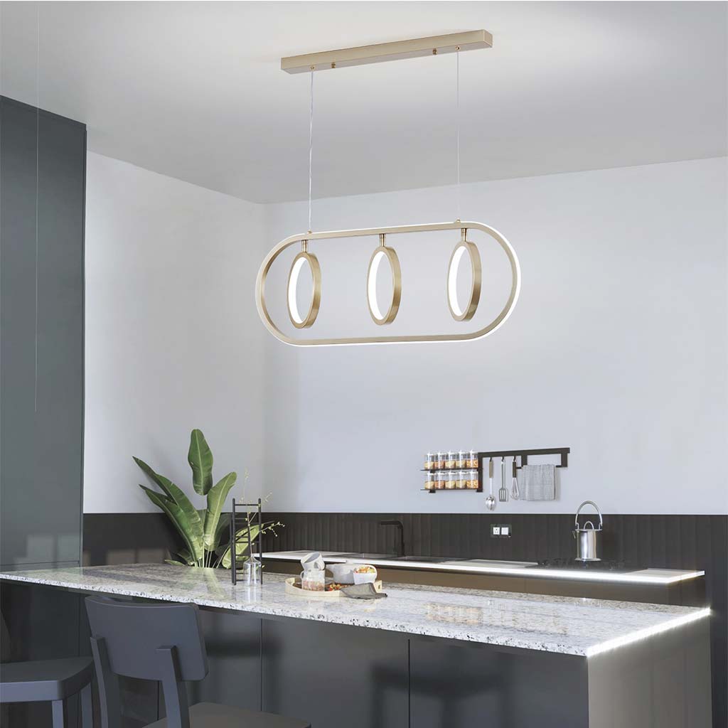 Chandelier Hanging Pendant Light Unique Elegant Wrought Iron, 3 Ring