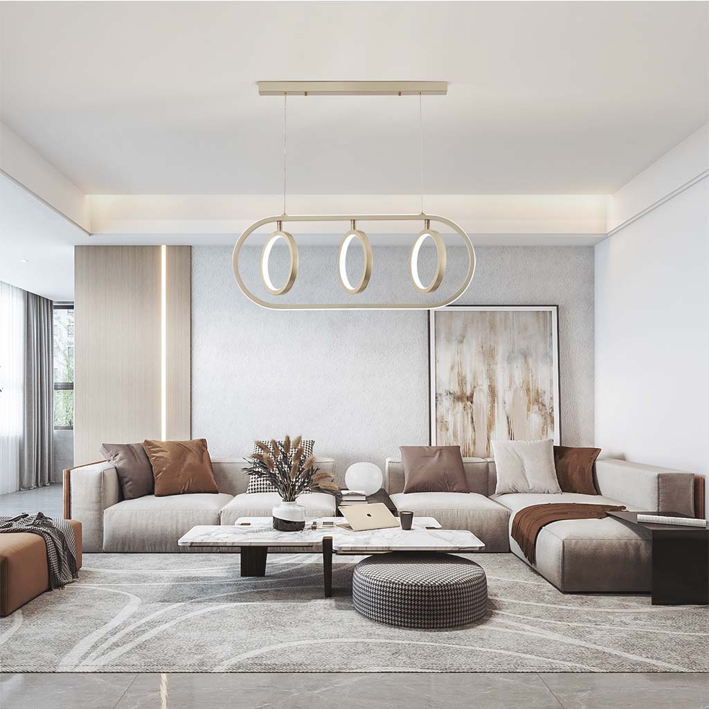 Chandelier Hanging Pendant Light Unique Elegant Wrought Iron, 3 Ring