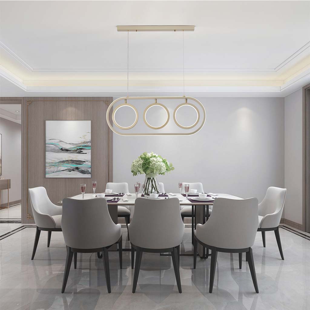 Chandelier Hanging Pendant Light Unique Elegant Wrought Iron, 3 Ring