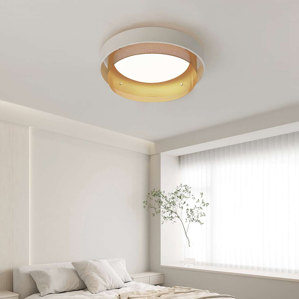 Ceiling Light Elegant Wrought Iron Round Flush Mount, White & Gold