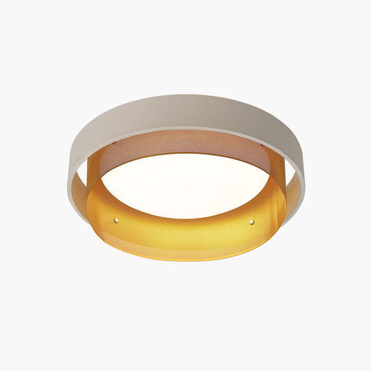 Ceiling Light Elegant Wrought Iron Round Flush Mount, White & Gold