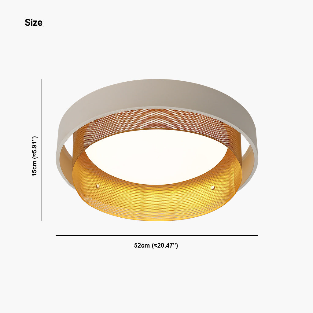 Ceiling Light Elegant Wrought Iron Round Flush Mount, White & Gold