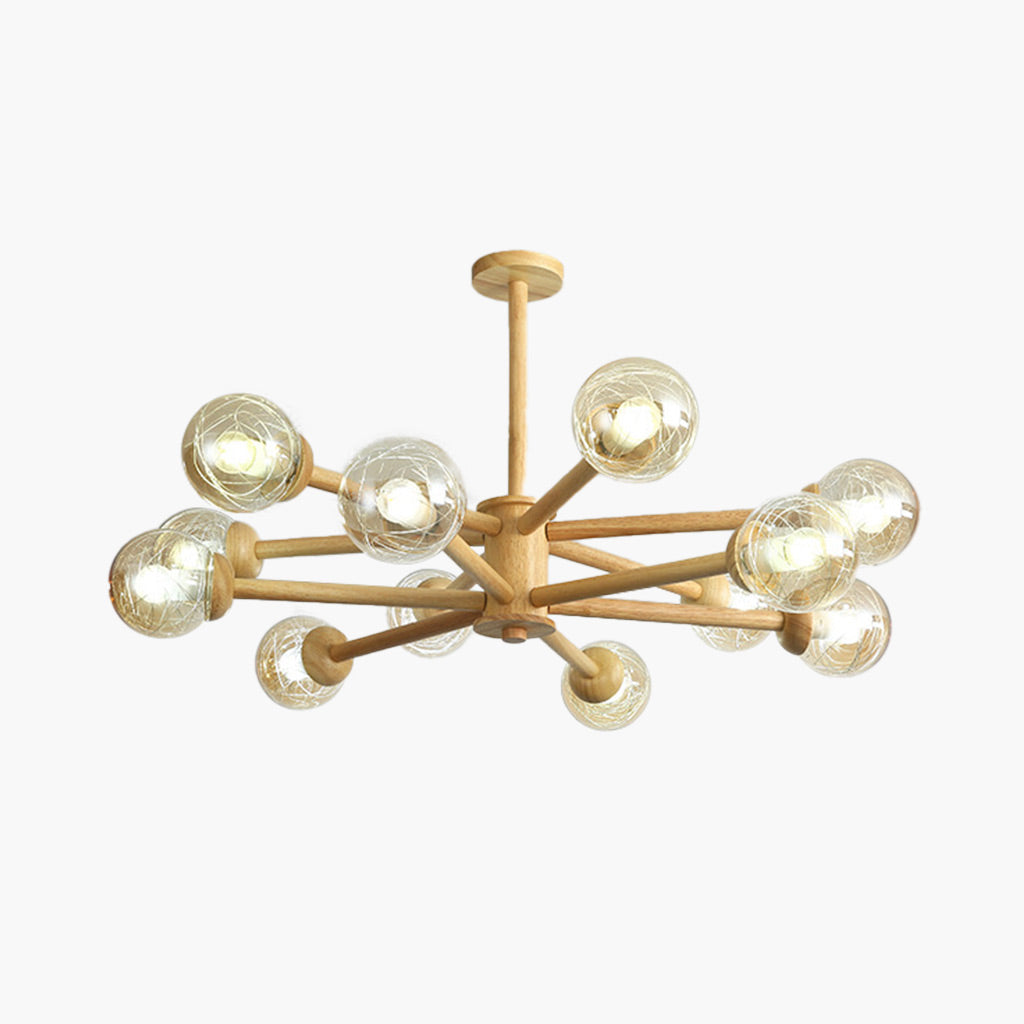 Ceiling Light Chandelier Exquisite Log Wood Semi Flush Mount Atomic