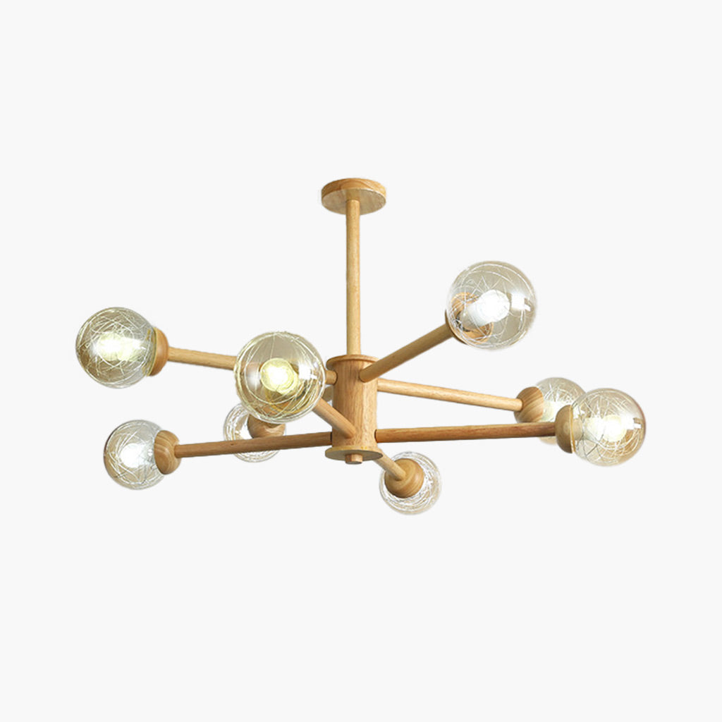 Ceiling Light Chandelier Exquisite Log Wood Semi Flush Mount Atomic