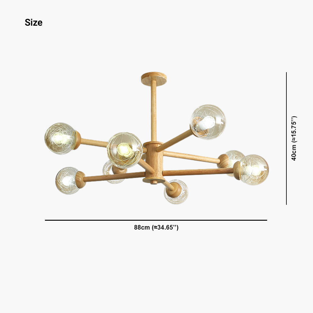 Ceiling Light Chandelier Exquisite Log Wood Semi Flush Mount Atomic