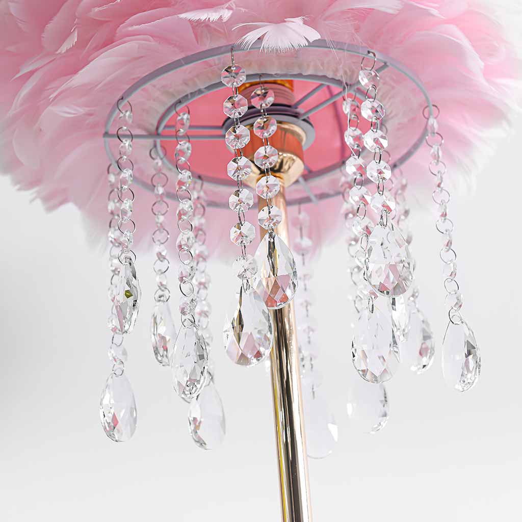 Feather Floor Lamp with Crystal Tassels, Stylish, 3 Colors