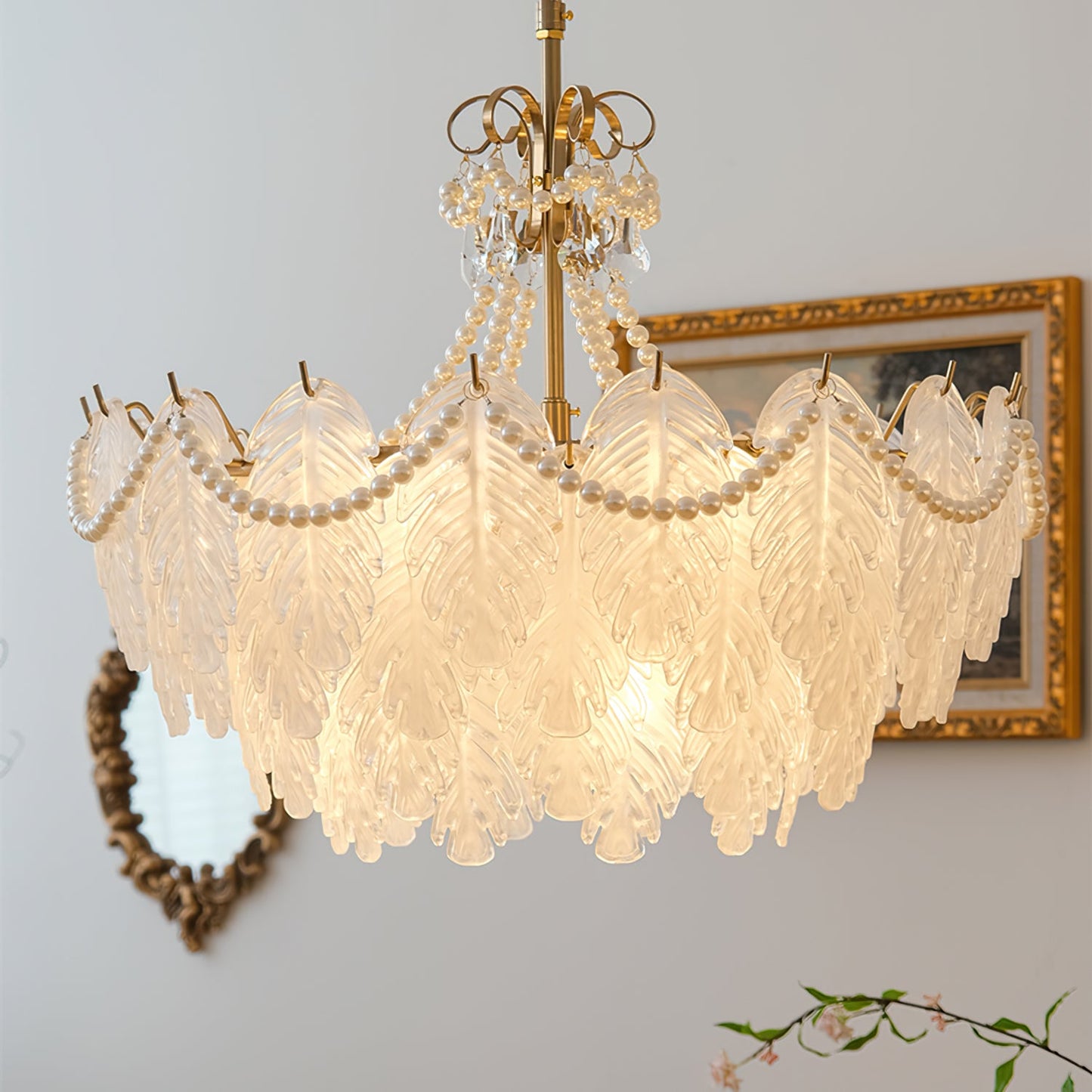 Feather Glass Chandelier