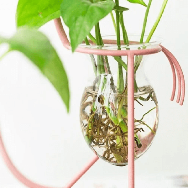 Flamingo Glass Desktop Planter