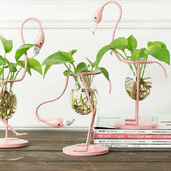Flamingo Glass Desktop Planter