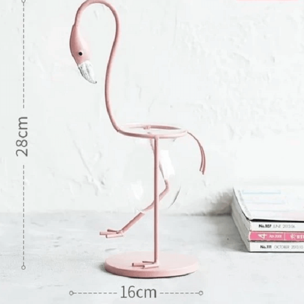 Flamingo Glass Desktop Planter