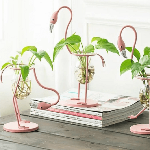 Flamingo Glass Desktop Planter