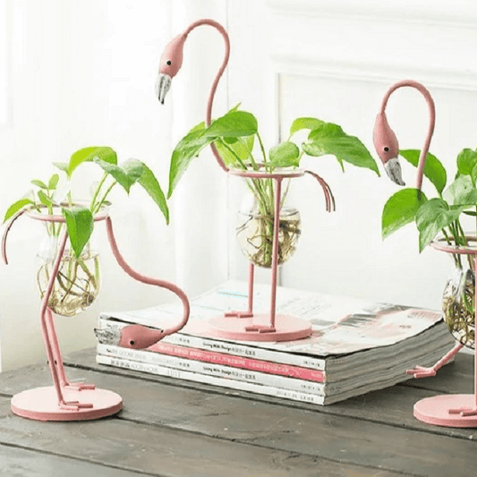 Flamingo Glass Desktop Planter
