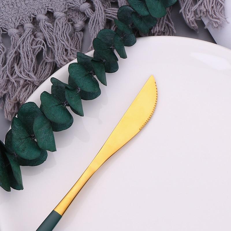 Green Elegant Stainless Steel Cutlery Set