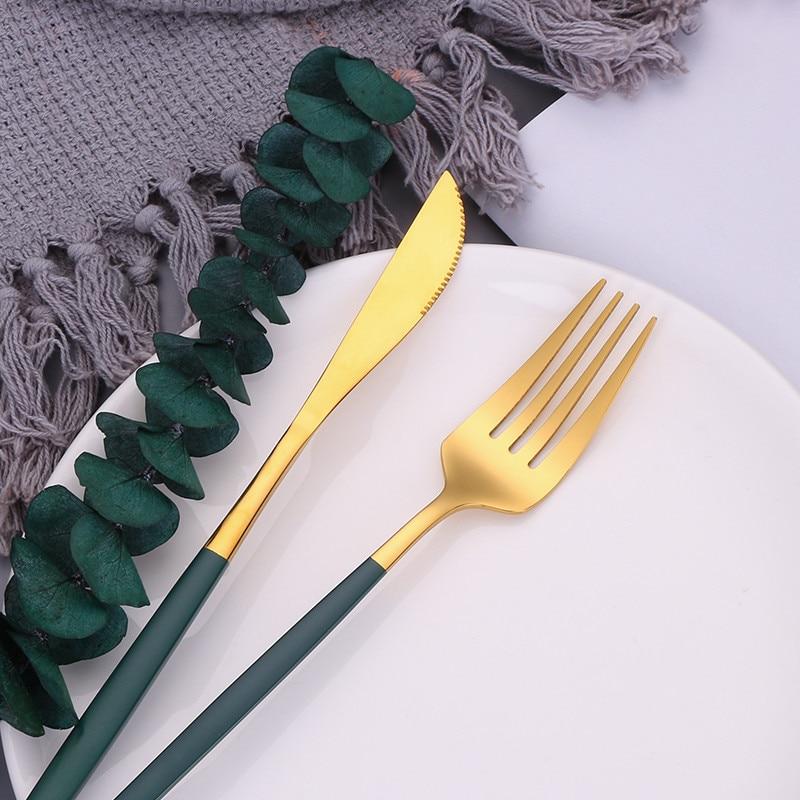 Green Elegant Stainless Steel Cutlery Set