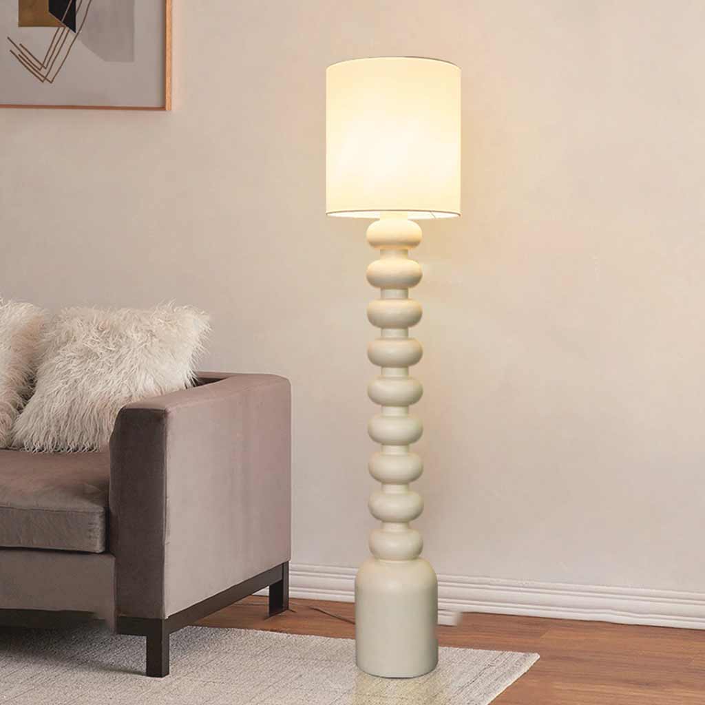 Floor Lamp Ambient Wabi-Sabi Resin Column, off White/Black