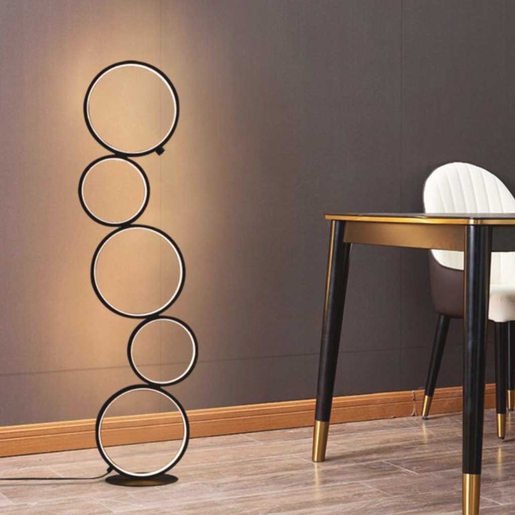 Floor Lamp Nordic Decorative Artistic Iron Ring, Black / White