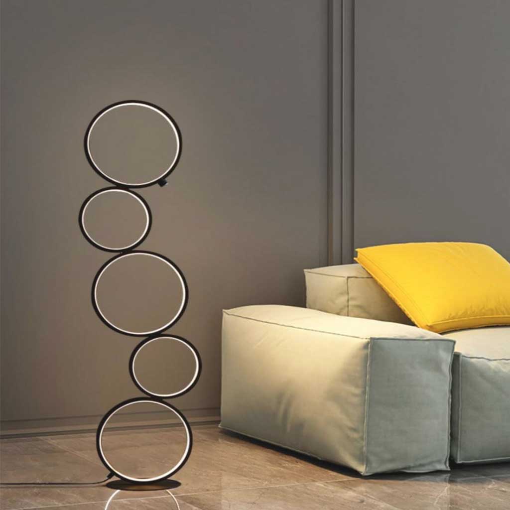 Floor Lamp Nordic Decorative Artistic Iron Ring, Black / White