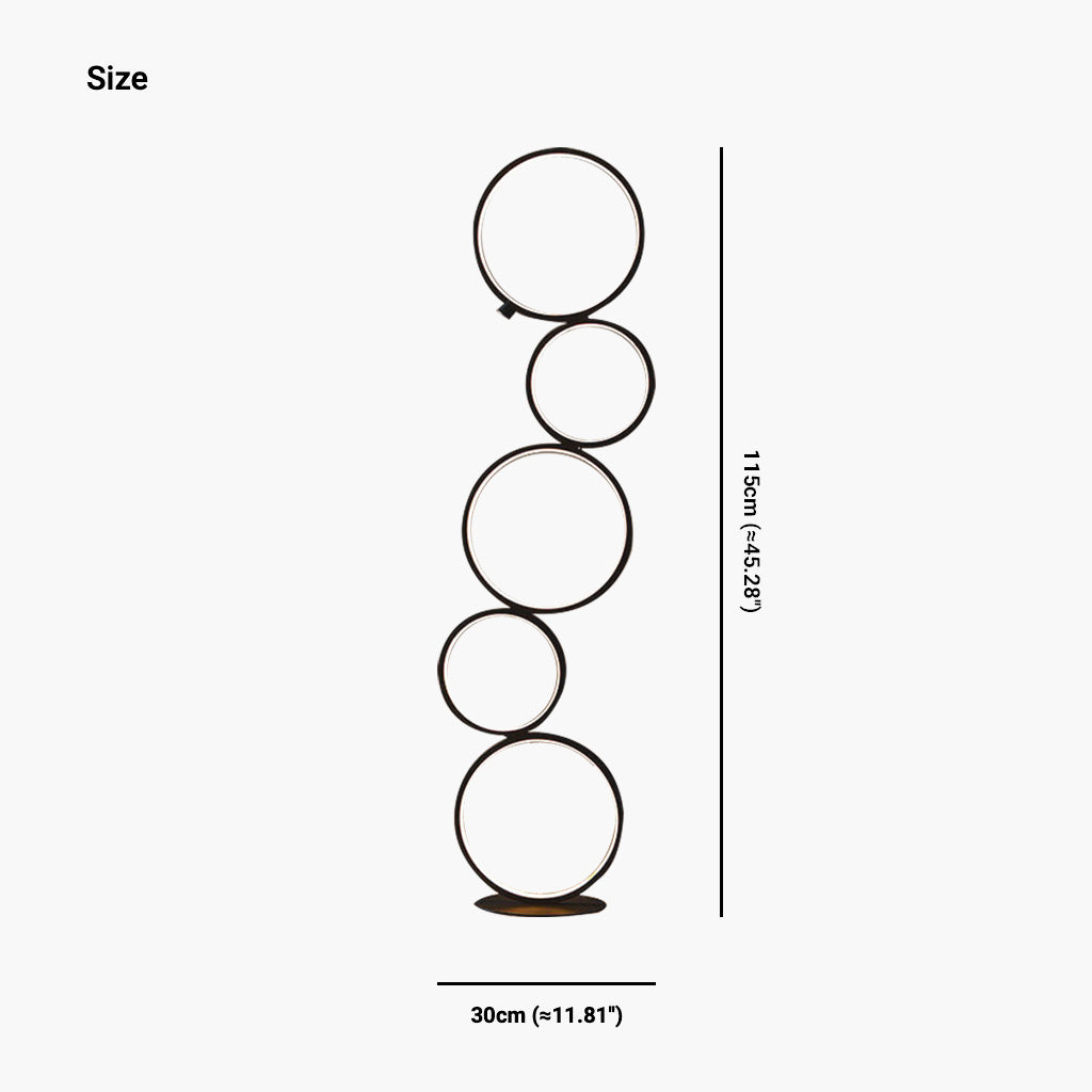 Floor Lamp Nordic Decorative Artistic Iron Ring, Black / White