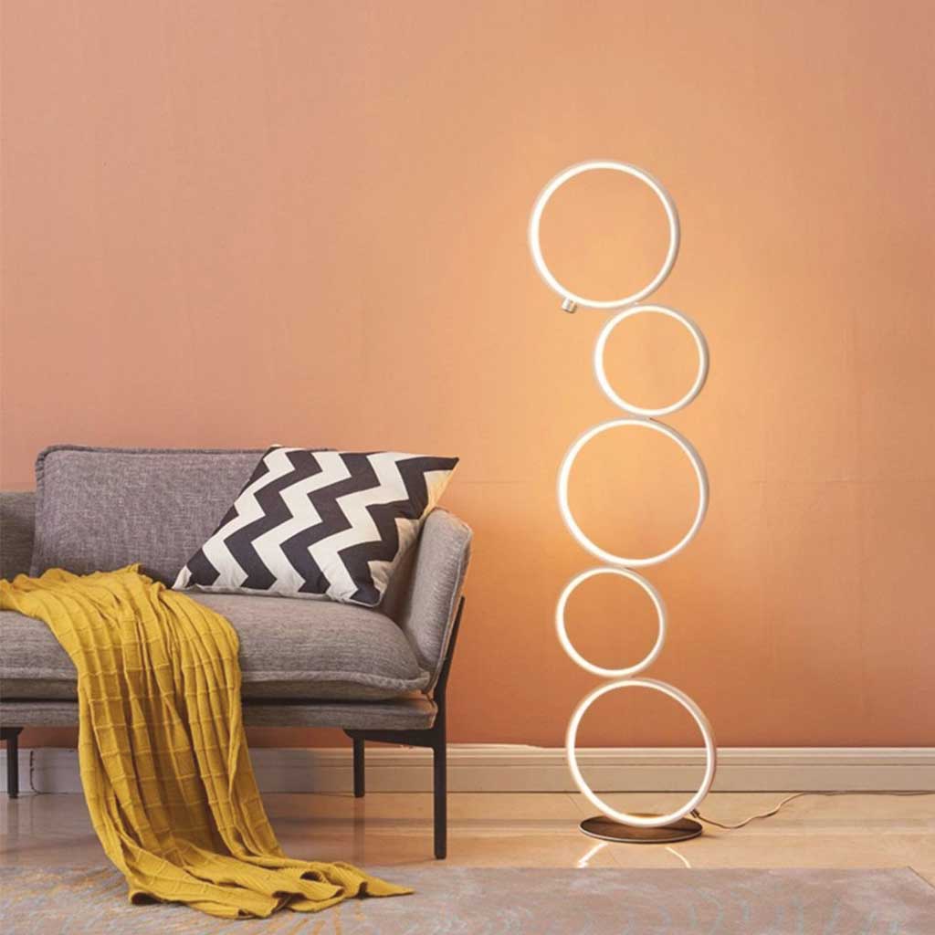 Floor Lamp Nordic Decorative Artistic Iron Ring, Black / White