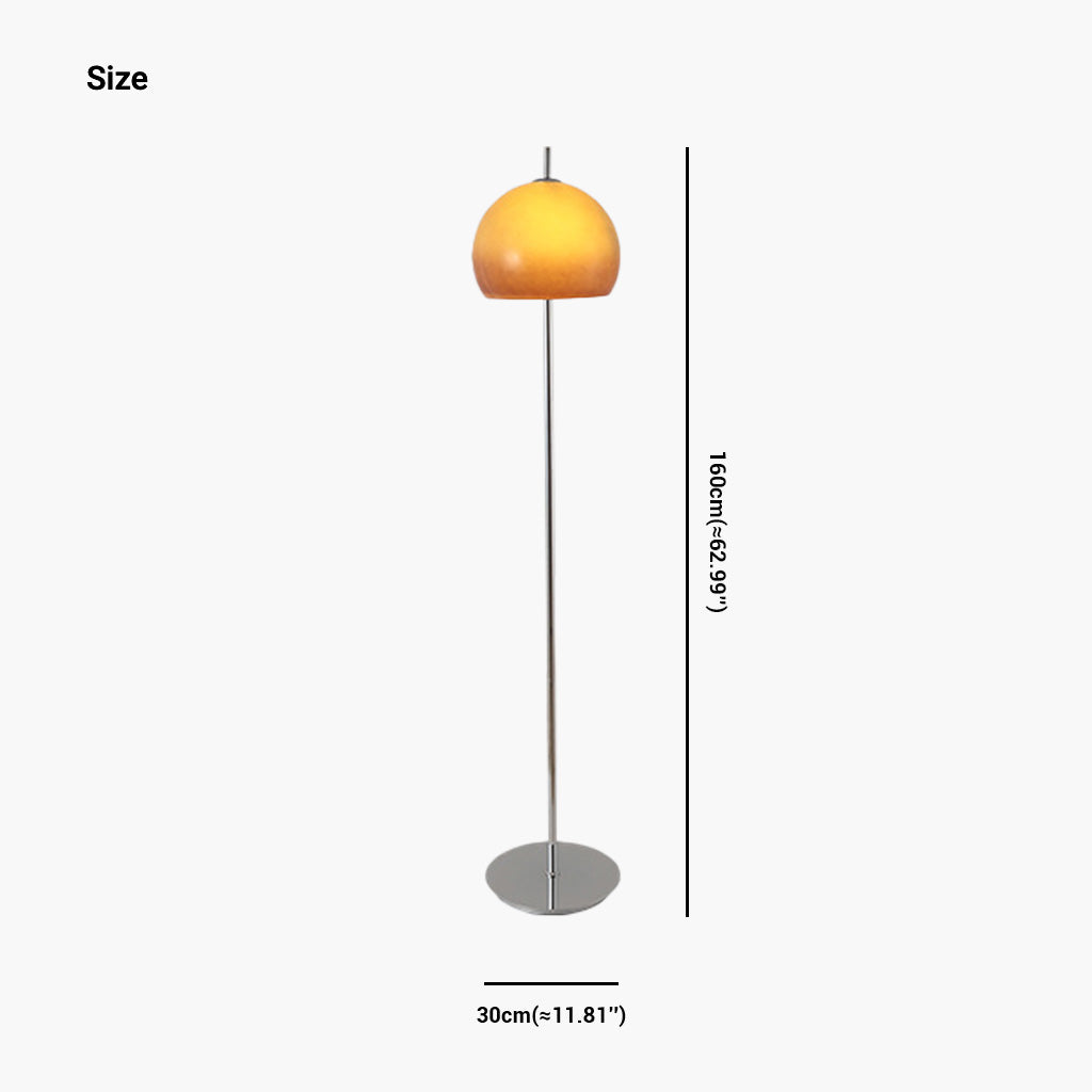 Floor Lamp Retro Bauhaus Mushroom Dome Glass, White / Orange