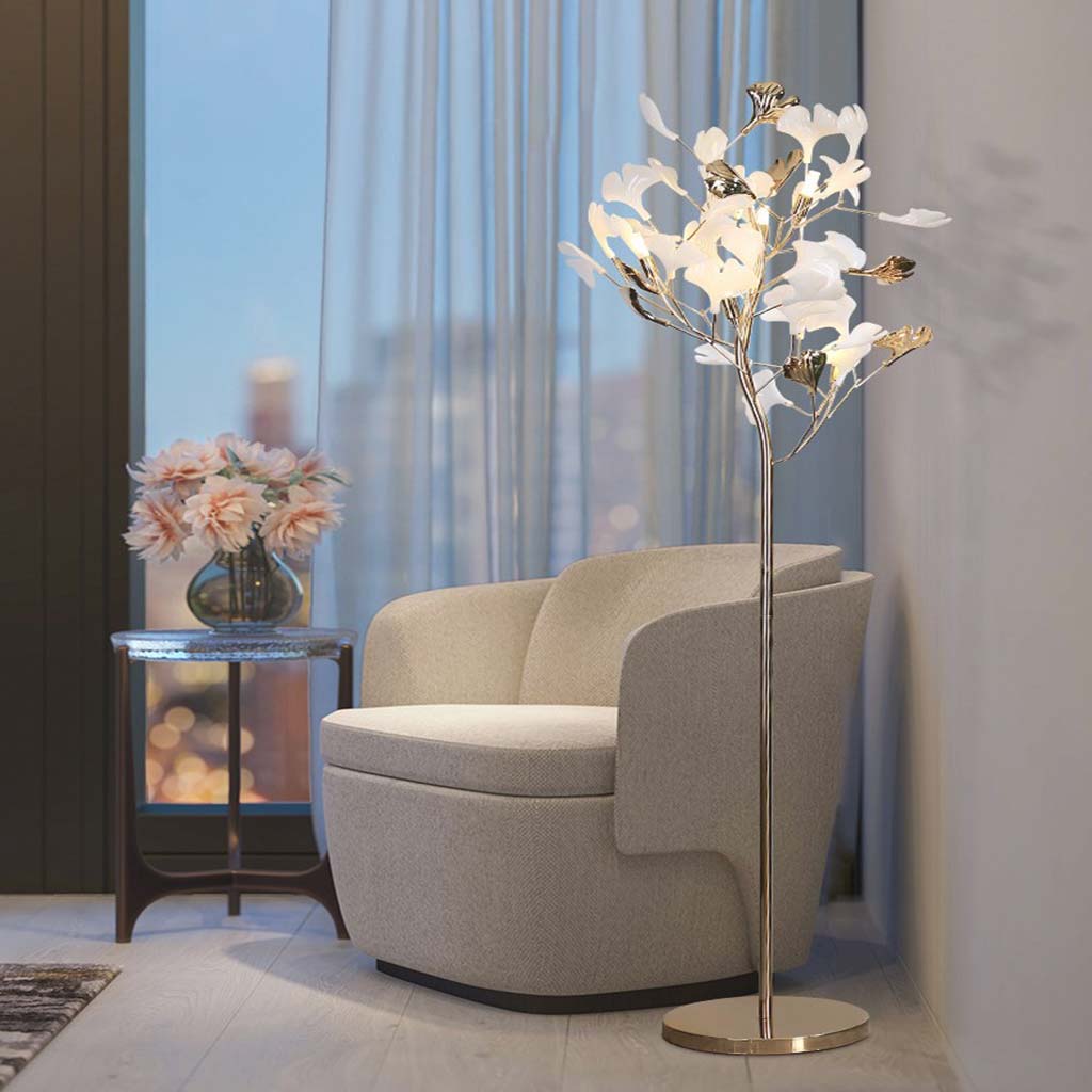 Floor Lamp Nordic Decorative Ceramic Ginkgo Leaves