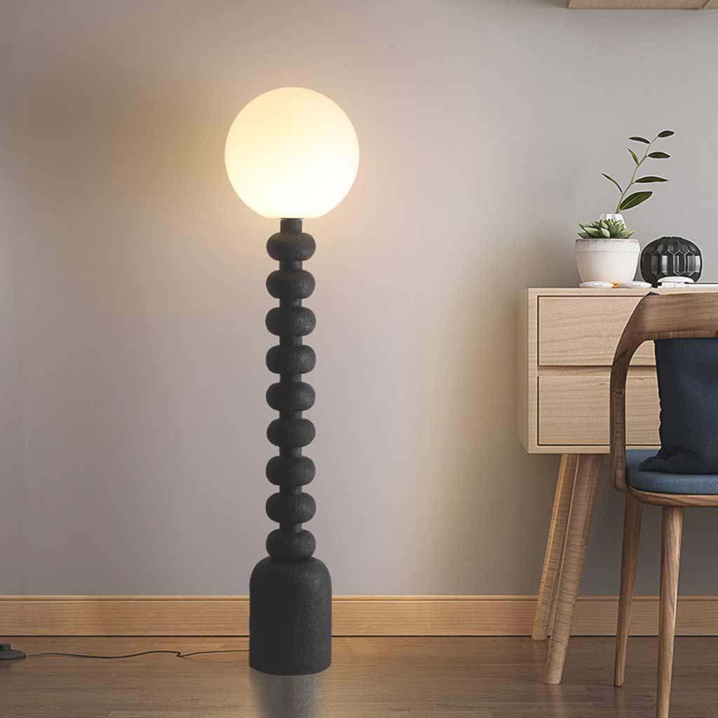Floor Lamp Ambient Wabi-Sabi Resin Column, off White/Black