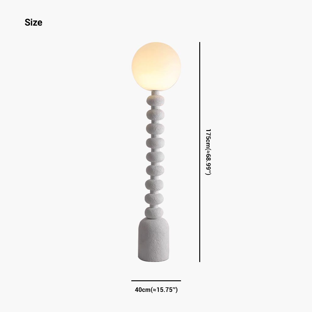 Floor Lamp Ambient Wabi-Sabi Resin Column, off White/Black