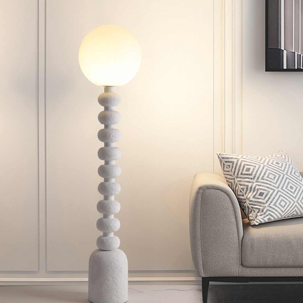Floor Lamp Ambient Wabi-Sabi Resin Column, off White/Black
