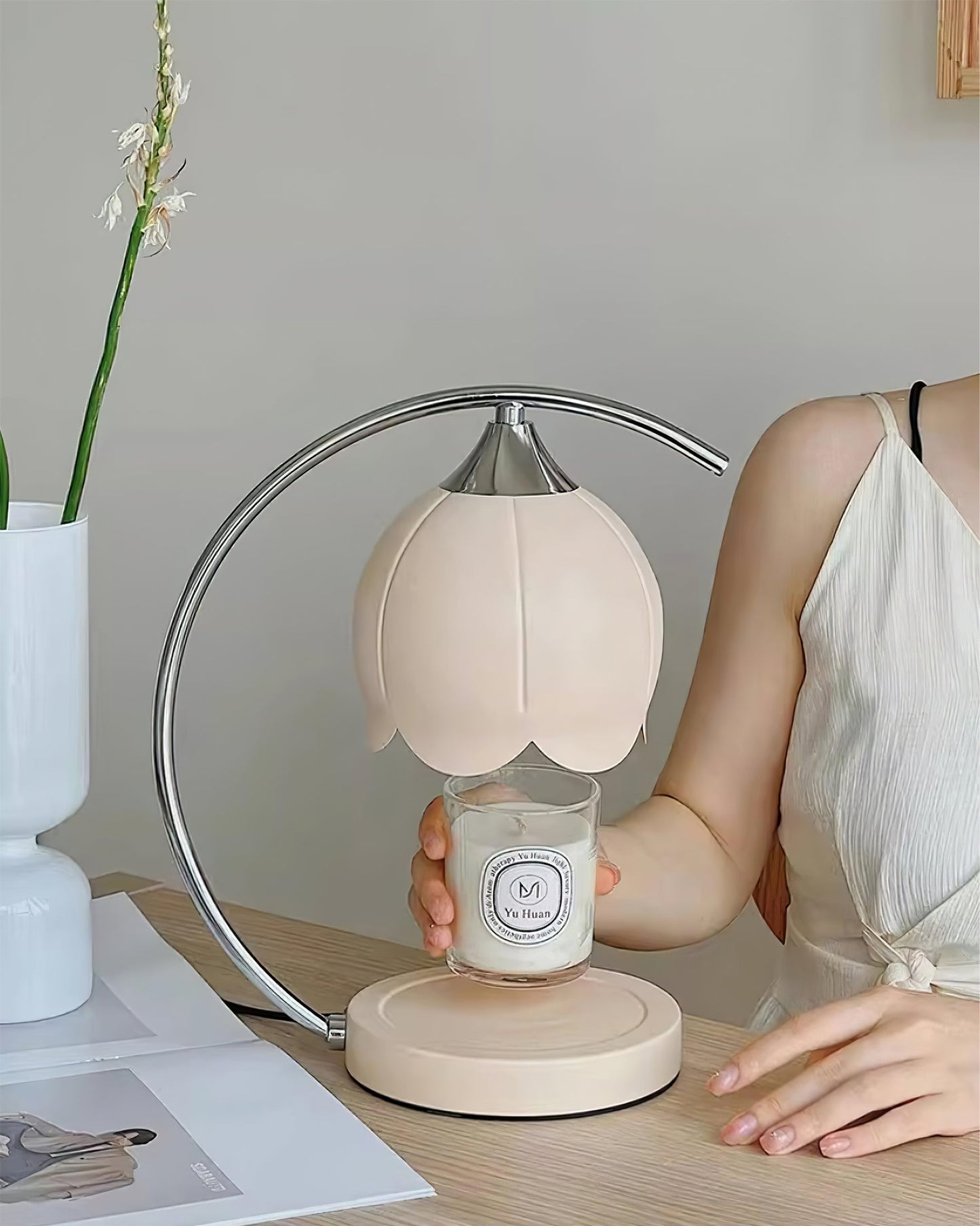 Floral Candle Table Lamp