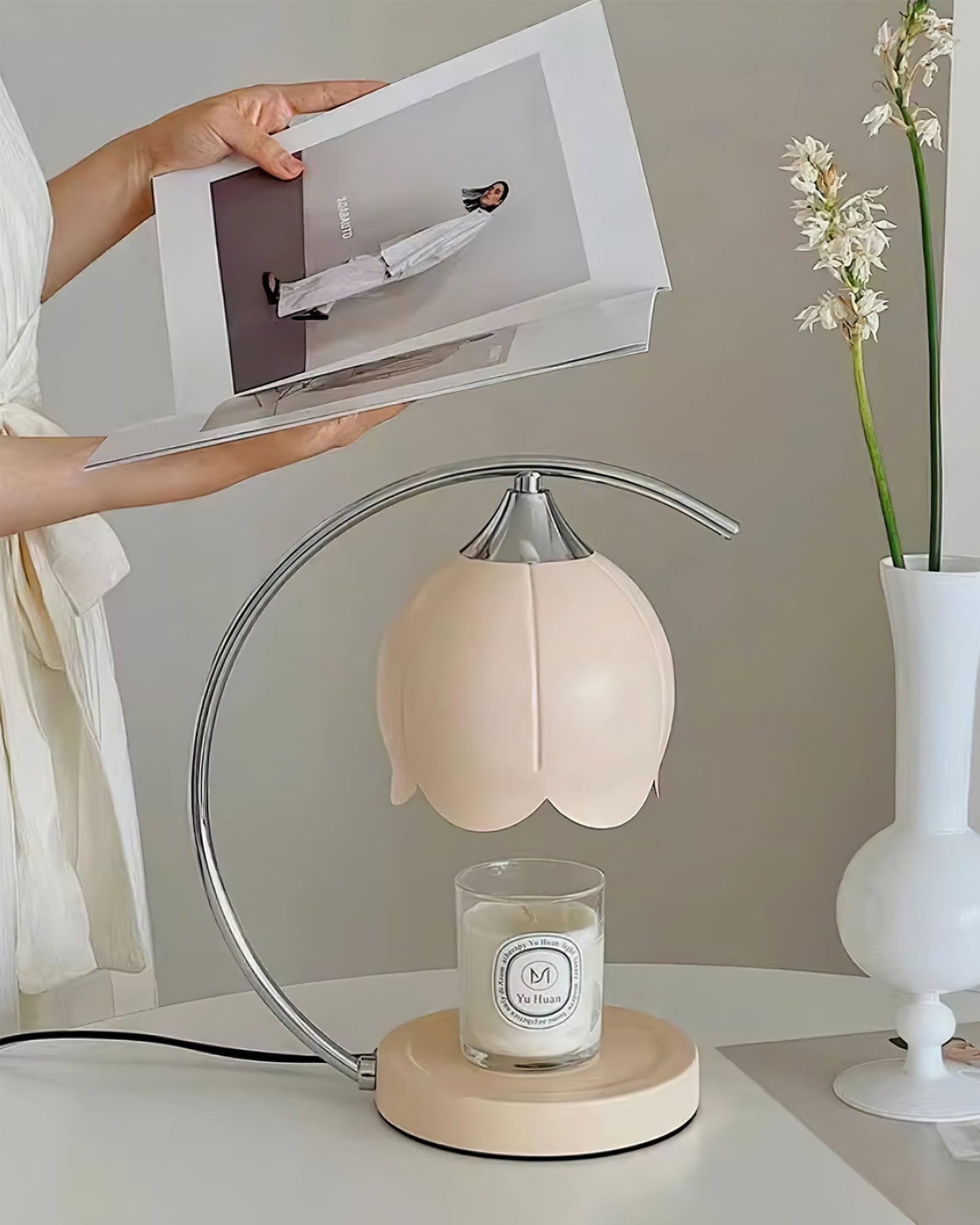 Floral Candle Table Lamp