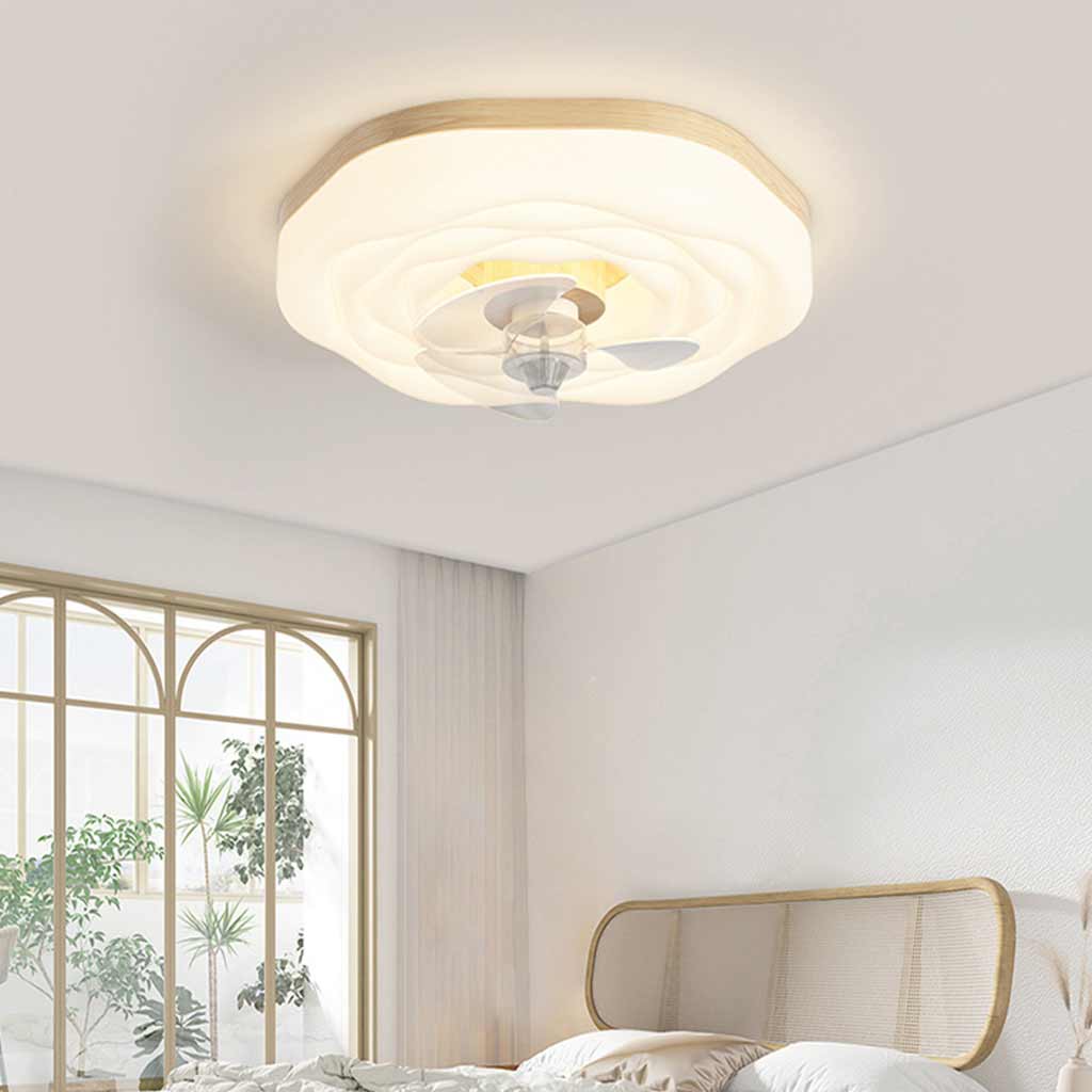 Flush Mount Ceiling Fan Light Nordic Rose, 3 Blades