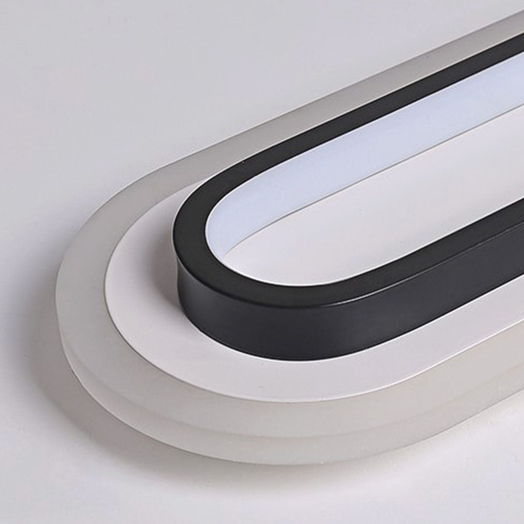 Flush Mount Ceiling Light Chic Oval Linear LED, Black / White