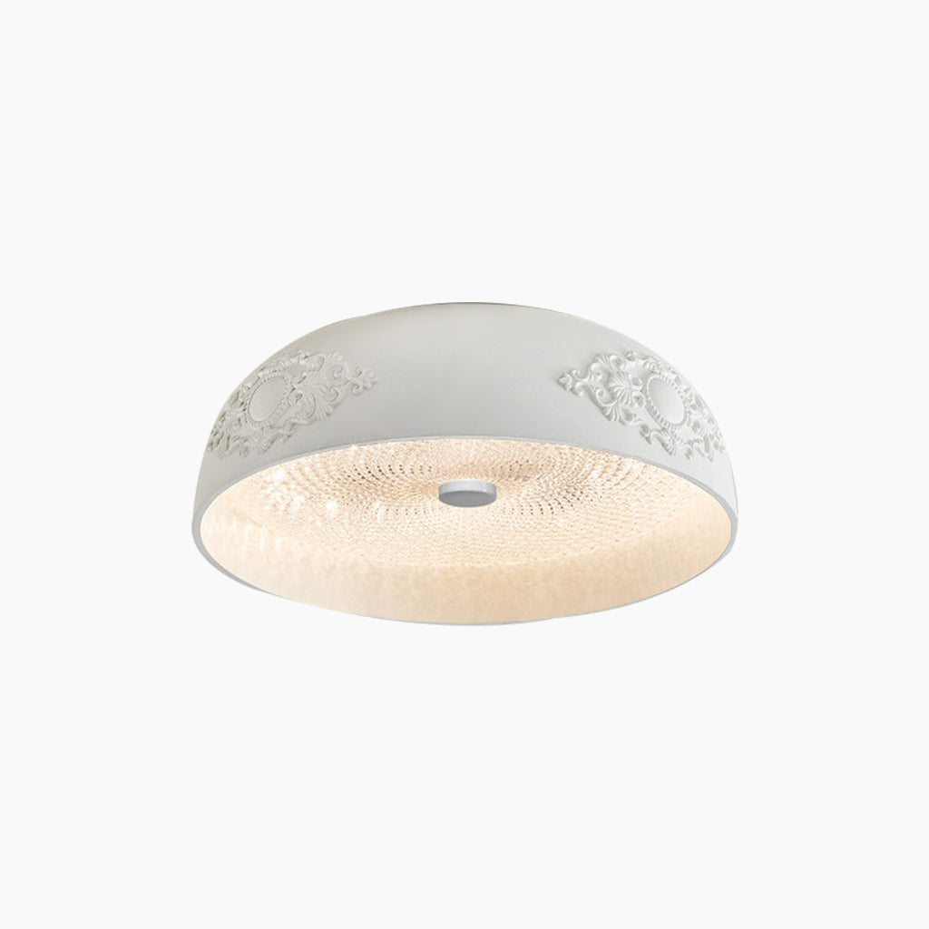 Flush Mount Ceiling Light French Cream Bowl Dimmable LED, White