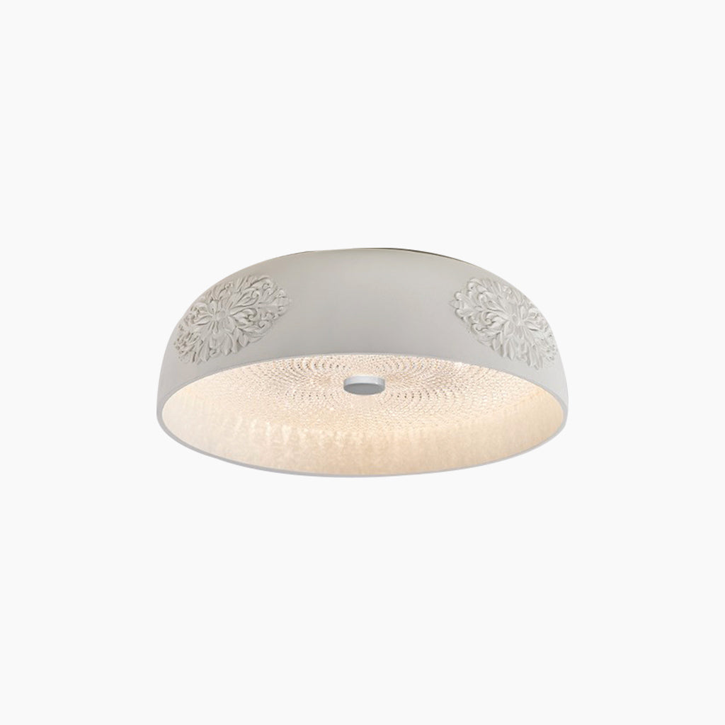 Flush Mount Ceiling Light French Cream Bowl Dimmable LED, White