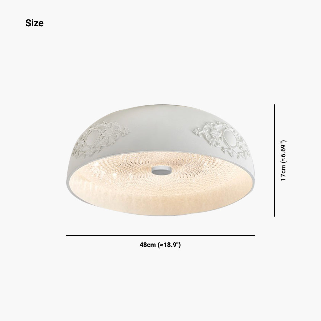 Flush Mount Ceiling Light French Cream Bowl Dimmable LED, White