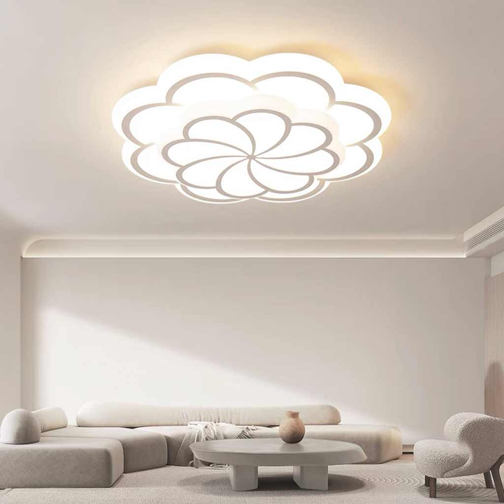 Flush Mount Ceiling Light Decorative Flower, White