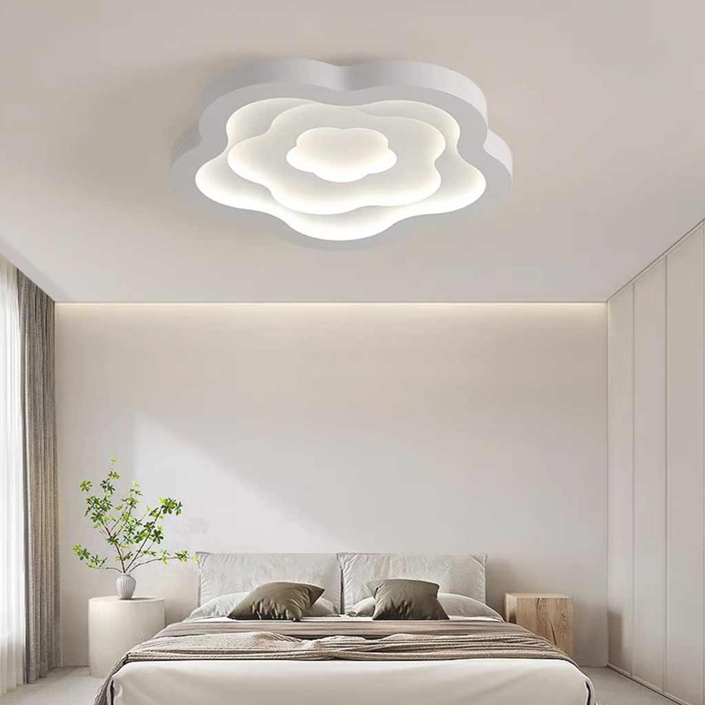 Flush Mount Ceiling Light Elegant Metal Geometric Flower, White