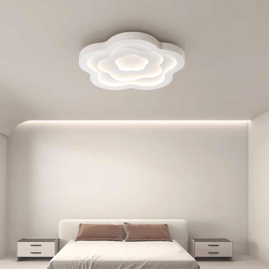 Flush Mount Ceiling Light Elegant Metal Geometric Flower, White