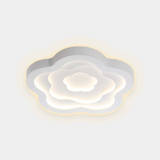 Flush Mount Ceiling Light Elegant Metal Geometric Flower, White