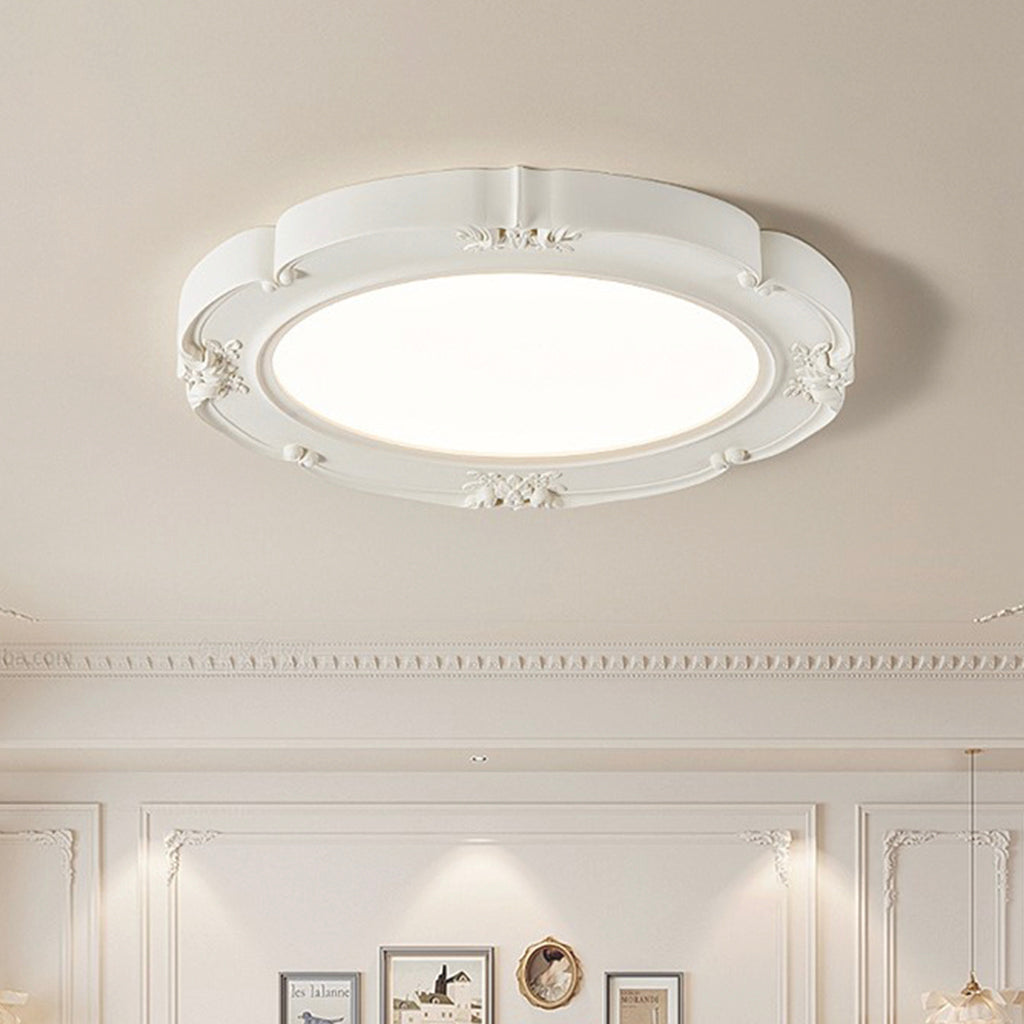 Flush Mount Ceiling Light French Retro Dimmable LED, White