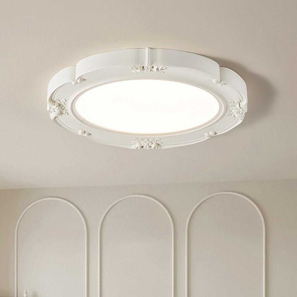 Flush Mount Ceiling Light French Retro Dimmable LED, White
