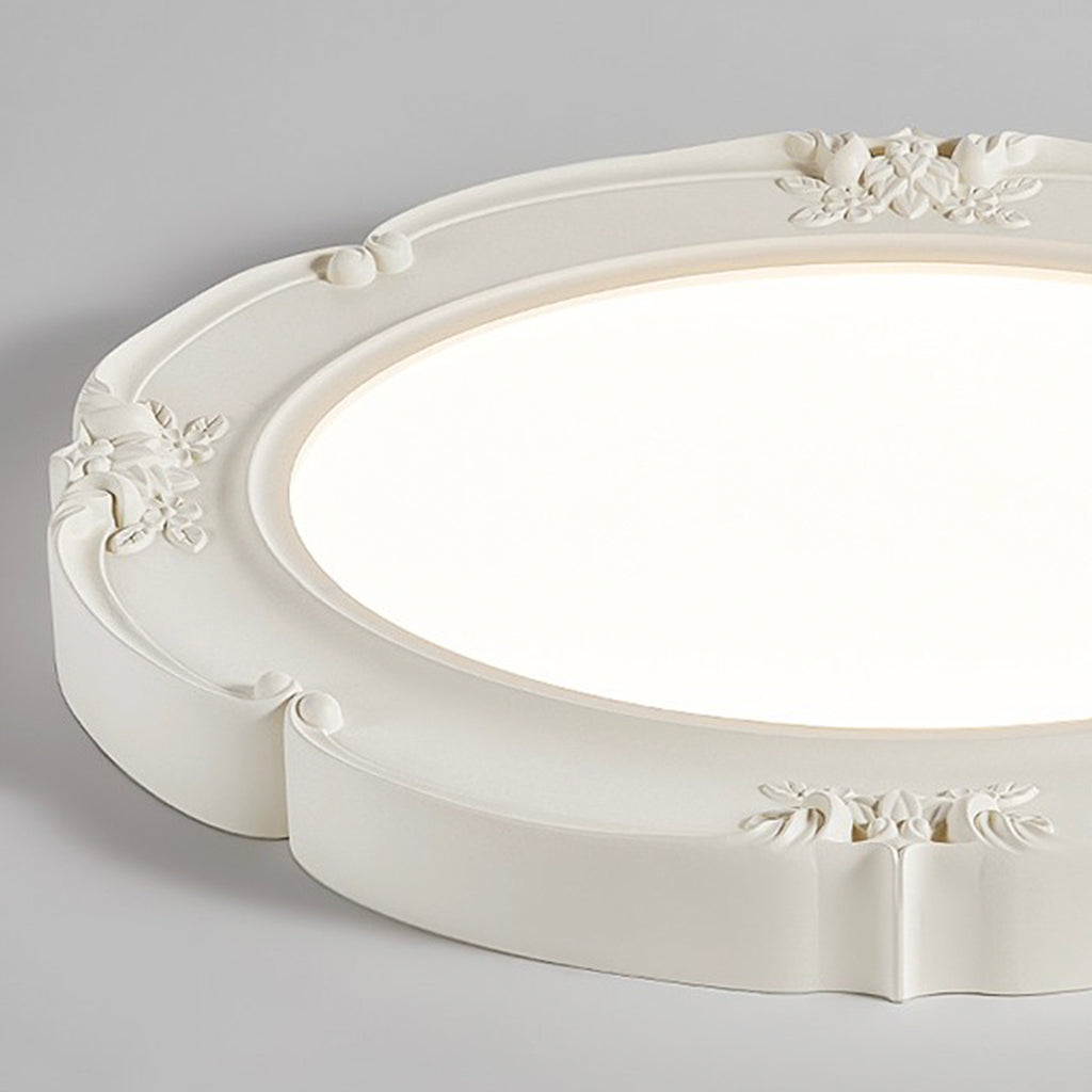 Flush Mount Ceiling Light French Retro Dimmable LED, White