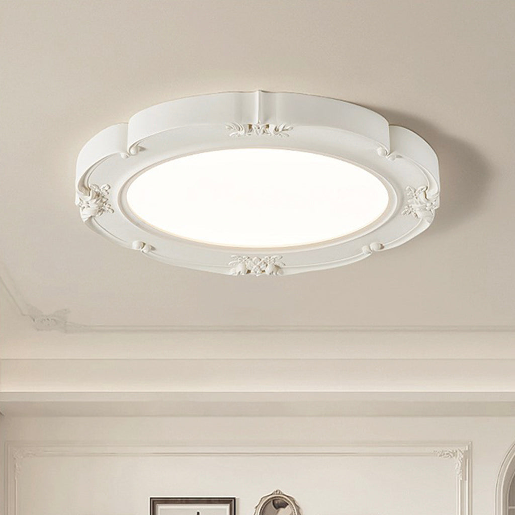 Flush Mount Ceiling Light French Retro Dimmable LED, White