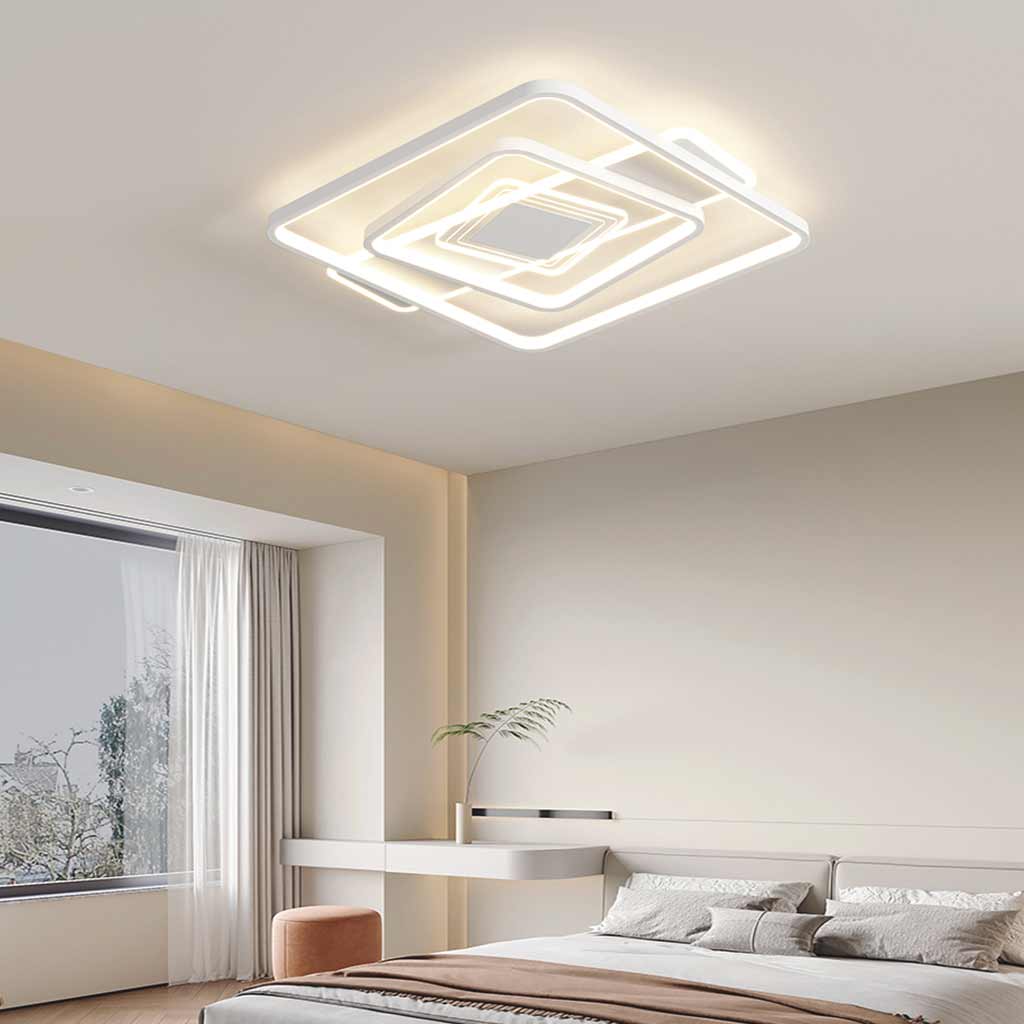 Flush Mount Ceiling Light Geometric LED Dimmable Full Spectrum, White