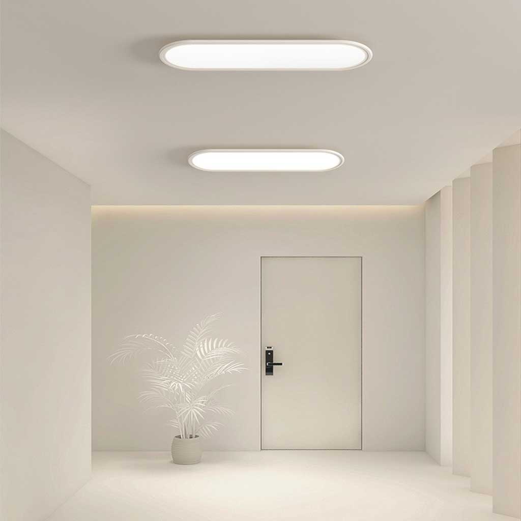 Flush Mount Ceiling Light LED Modern Rounded Rectangle, White