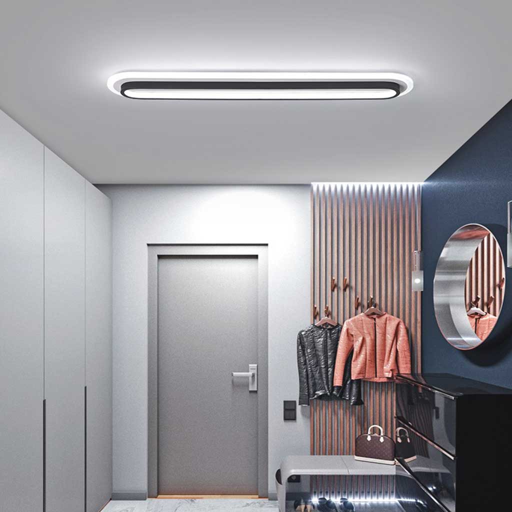 Flush Mount Ceiling Light Chic Oval Linear LED, Black / White